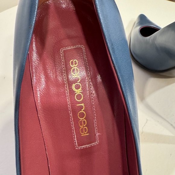 SERGIO ROSSI  GODIVA LEATHER PUMPS SZ 8 US EU 38.5 Beautiful Blue - Picture 5 of 7